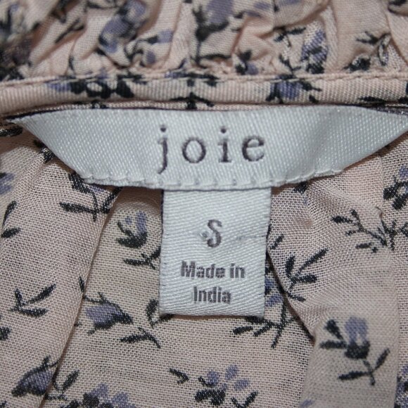 Joie Top Sz S Lt Pink Lavender Multi Color Floral Collared Cotton Viscose Top - Picture 10 of 13